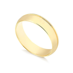Aliança AL986 5mm Meia cana/Friso diagonal em Ouro