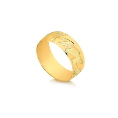 Aliança J160 8,3mm Meia cana/Trabalhada em Ouro