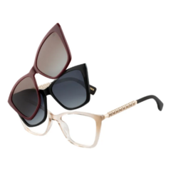 Armação para Óculos Feminino Carmim Nude Cristal Clip-On CRM42028 C6 51