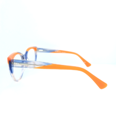 Armação para Óculos Feminino Empório Glasses Azul Cristal/Laranja Gatinho EG3543 C7 51