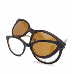Armação para Óculos Feminino Empório Glasses Marrom Clip-On EG3565 C12 51