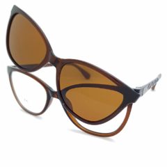Armação para Óculos Feminino Empório Glasses Marrom Cristal Clip-On EG3566 C12 52
