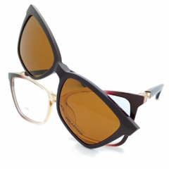 Armação para Óculos Feminino Empório Glasses Marrom/Nude Cristal Clip-On EG3572 C12 54