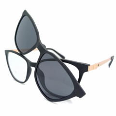 Armação para Óculos Feminino Empório Glasses Preto Fosco Clip-On EG3577 C15 52