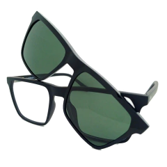 Armação para Óculos Masculino Empório Glasses Preto Fosco Clip-On EG3580 C15 54