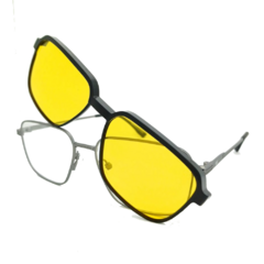 Armação para Óculos Masculino Empório Glasses Cinza Chumbo Clip-On EG3585 C8 54
