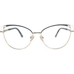 Armação para Óculos Feminino Empório Glasses Dourado/Preto/Branco Clip-On EG4124 C5 56