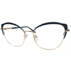 Óculos de Grau Feminino Empório Glasses Dourado/Preto Clip-On EG4125 C5 54