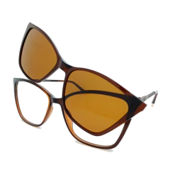 Armação para Óculos Feminino Empório Glasses Marrom Cristal Clip-On EG5569 C12 55