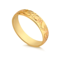 Aliança J175 5mm Meia cana/Trabalhada em Ouro