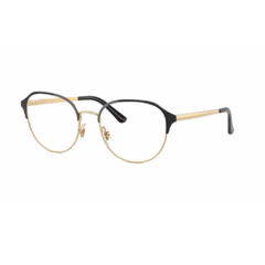 Armação para Óculos Unissex Ray-Ban Preto/Dourado Redondo RB6526L 2991 53