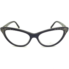 Armação para Óculos Feminino Swarovski Preto/Brilho Gatinho SK5174 001 54