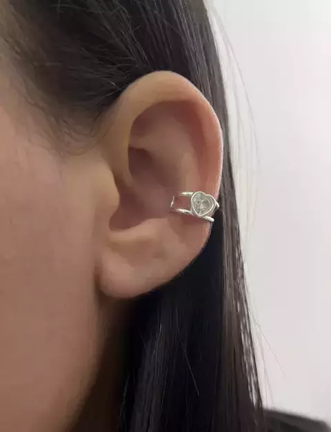 Piercing Fake Dois fios e Coração Zircônia Cristal