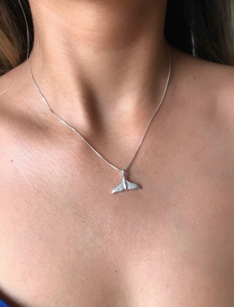 Colar Calda de Sereia Cravejada 40cm