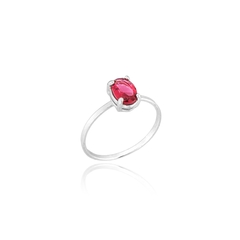 Anel Zircônia Turmalina Rosa Oval