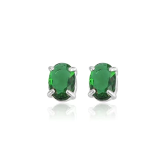 Brinco Zircônia Verde Esmeralda Oval - comprar online