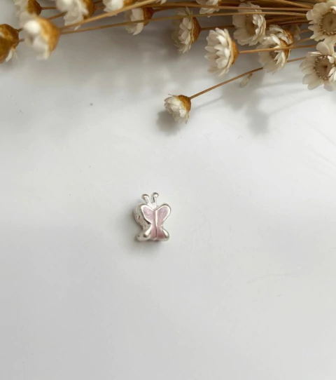 Berloque Separador Borboleta Lilás Resinada 9mm