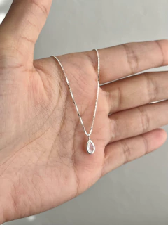 Colar Ponto de Luz Gota Zircônia Cristal 5x7mm 40cm na internet