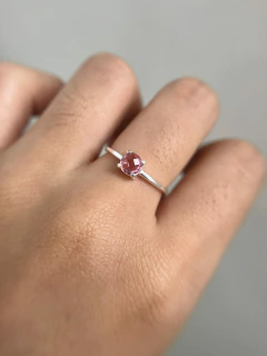 Anel Solitário Zircônia Rosa Bebê 5mm