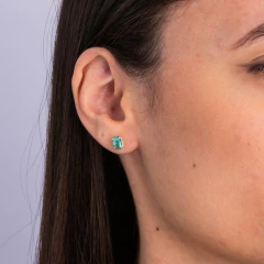 Brinco Zircônia Turmalina Verde Oval - comprar online