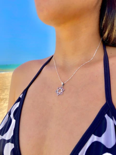 Colar Flor Trabalhada Envelhecida 40cm