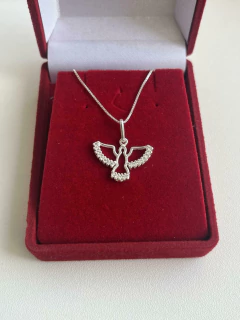 Colar Divino Espírito Santo Vazado Cravejado 12x18mm 45cm