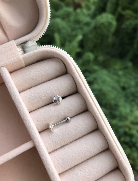 Piercing Cadeado de Coração em Aço Inoxidável