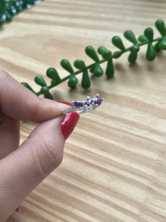 Anel Zircônias Ametista Cravejado Luxo na internet