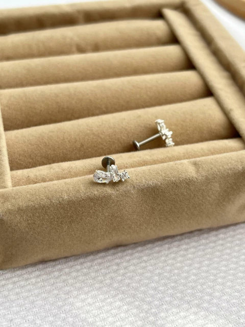 Piercing Zircônias Geométricas Cristais Haste em Aço Inoxidável