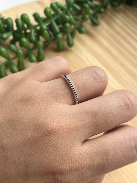 Anel Aparador Microzirconias Azul Safira - comprar online