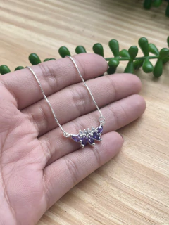 Colar Zircônias Ametista Cravejado Luxo 40cm + 5cm de extensor