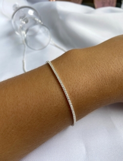 Pulseira Rivieira Zircônia Cristal 16+5cm extensor