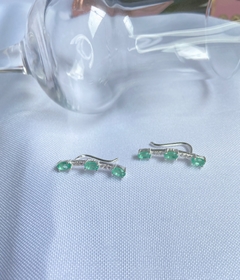 Ear Cuff Zircônia Esmeralda Fusion Colombiana Luxo