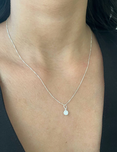 Colar Ponto de Luz Zircônia Cristal 5mm 45cm - comprar online