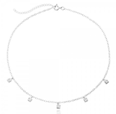 Choker Zircônias Cristais Pontos de Luz Cartier 34+5cm
