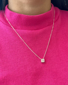 Colar Zircônia Quadrada Cristal 6mm 45cm - comprar online