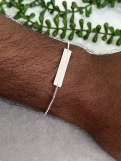 Pulseira Plaquinha 30x6mm Personalizada Elos Portugueses 1.2mm (unidade) - Mile e Uma Pratas