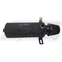 RESERVATORIO RESPIRO DE OLEO 800ML INOX 2 ESPIGÃO 5/8" - ROSCA 1/4" - PRETO TEX. C/ FILTRO - MSP - Shop Racing