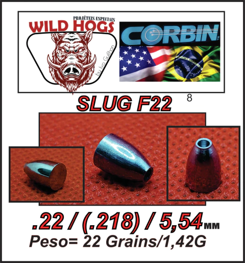 Chumbo Slug Flat F22 .22/5,54mm (.218) 22 Grains/ 1,42g 250 Unid