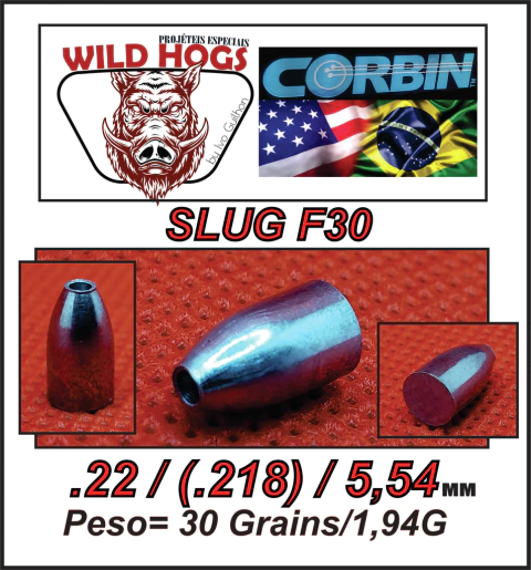 Chumbo Slug Flat F30 .22/5,54mm (.218) 30 Grains/ 1,94g 250 Unid