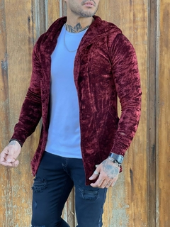 cardigan casaco veludo alto luxo - bordo - comprar online
