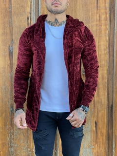 cardigan casaco veludo alto luxo - bordo na internet