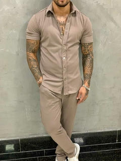 conjunto masculino canelado marrom