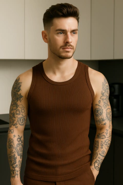 regata canelada americana - marrom - comprar online