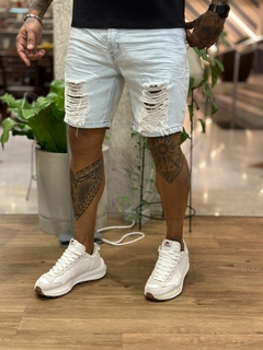 bermuda jeans destroyed lleva - azul clara