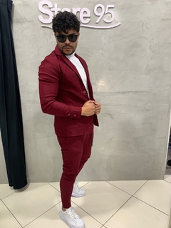 conjunto masculino blazer e calça marsala - loja online