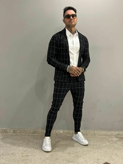 conjunto masculino xadrez blazer + calça