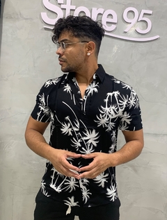 camisa estampada preta - coqueiro na internet