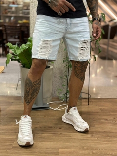 bermuda jeans destroyed lleva - azul clara - comprar online