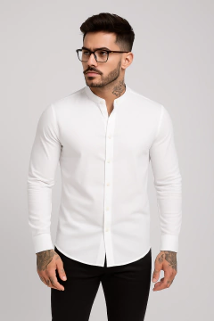 camisa lisa gola padre - manga longa - branca - comprar online